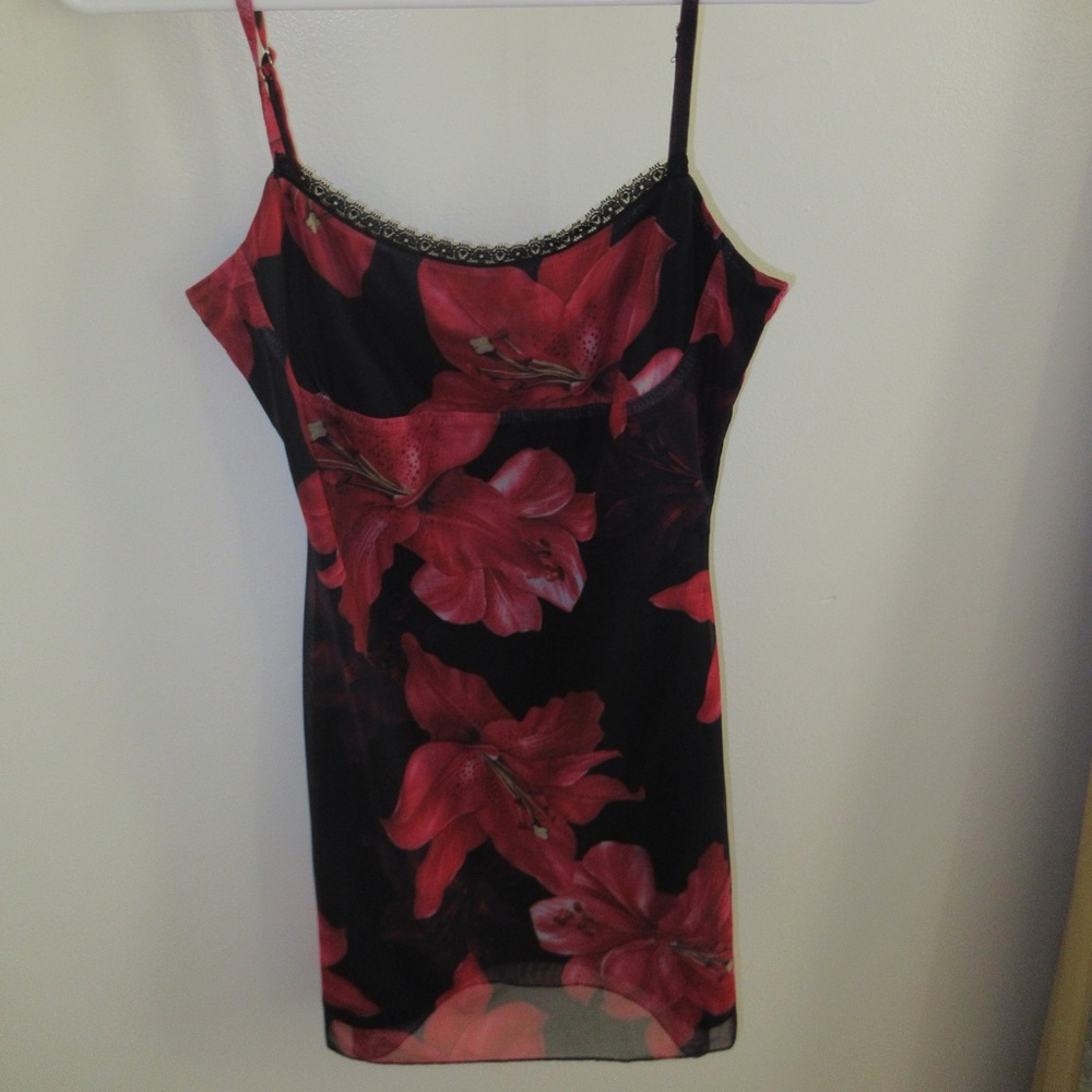 Floral Slip Dress with Red Flowers